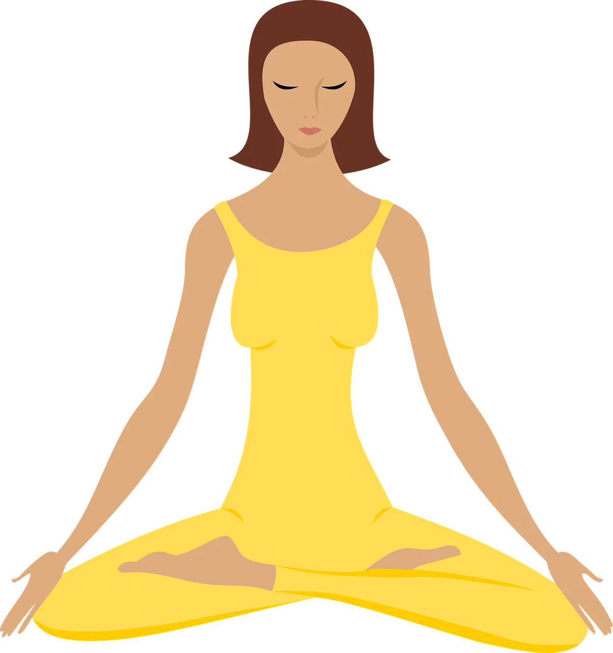 Serene Meditation Pose Yoga Practitioner in Soft Yellow Clipart Illustration