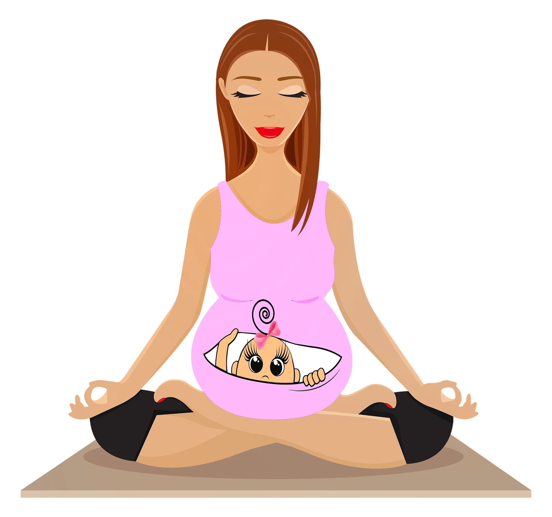 Serene Pregnancy Yoga Meditation Clipart Illustration with Gentle Maternal Glow