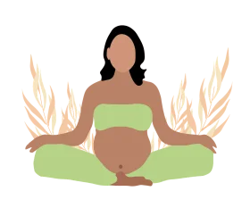 Serene Pregnancy Yoga Meditation Clipart Illustration with Natural Background