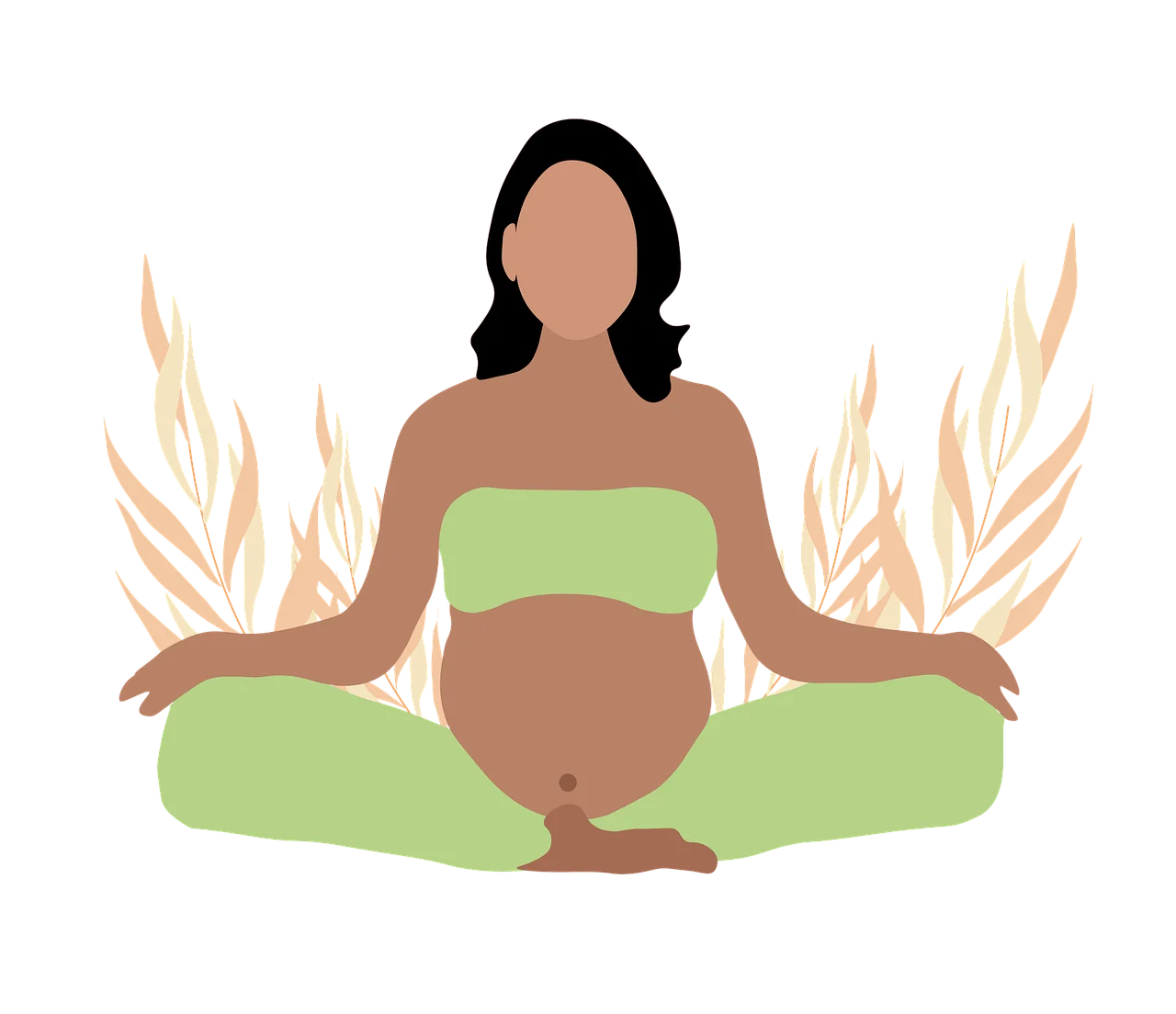 Serene Pregnancy Yoga Meditation Clipart Illustration with Natural Background