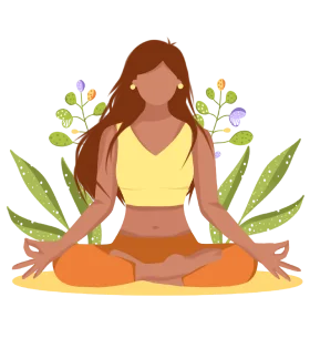 Serene Yoga Meditation Clipart with Botanical Wellness Elements