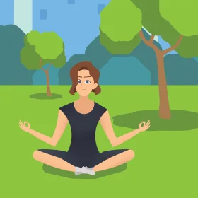 Serene Yoga Practice Outdoors: Mindful Meditation Clipart Illustration