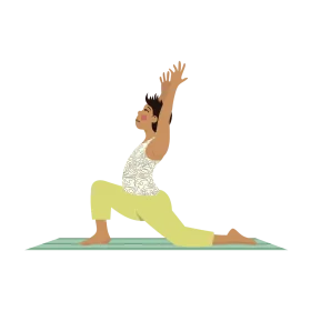 Serene Yoga Practitioner in Low Lunge Pose Minimalist Wellness Clipart Illustration