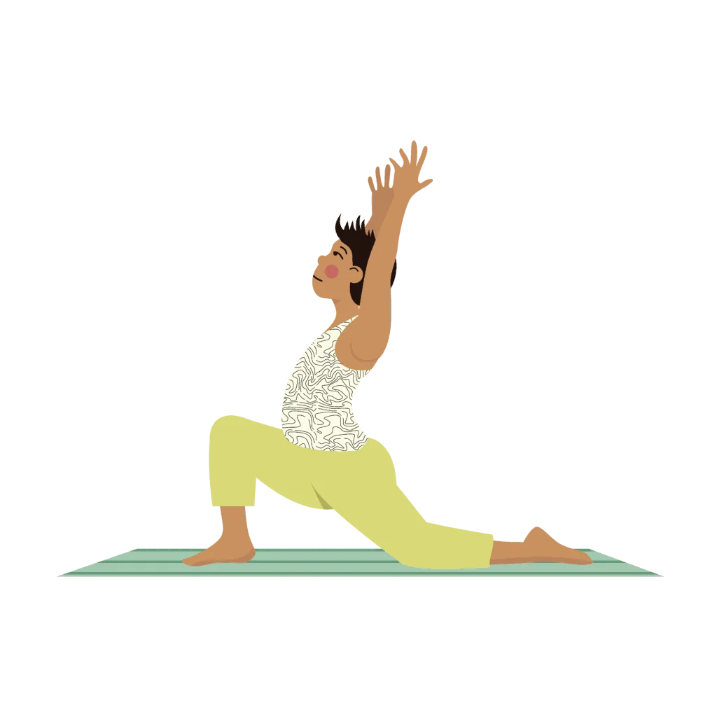 Serene Yoga Practitioner in Low Lunge Pose Minimalist Wellness Clipart Illustration