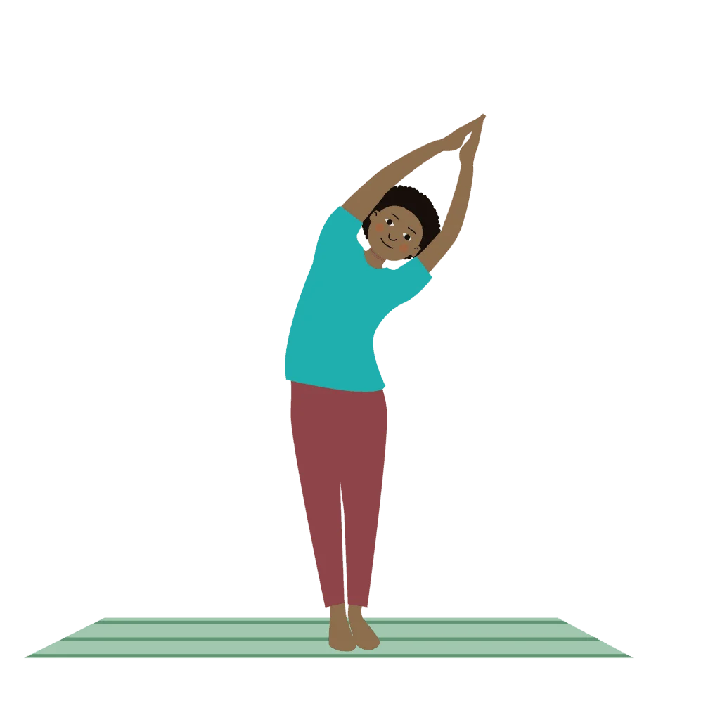 Serene Yoga Practitioner Performing Side Stretch on Mint Green Yoga Mat Clipart