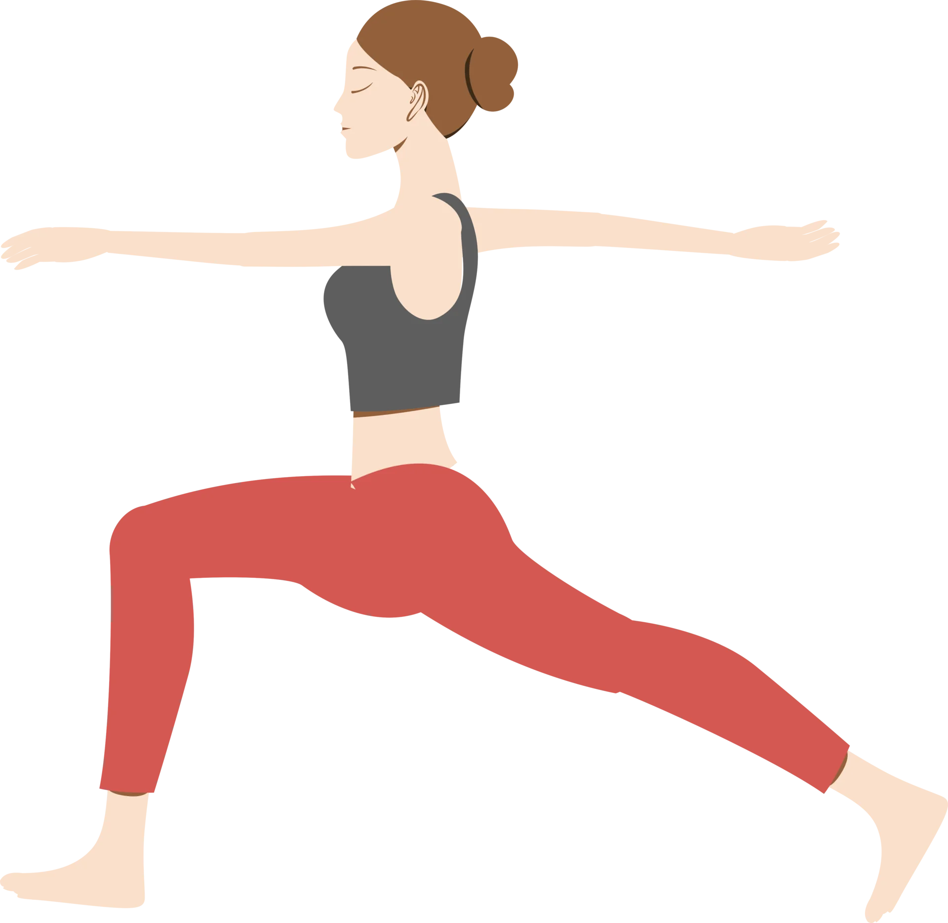 Serene Yoga Warrior Pose Illustration - Minimalist Female Yoga Clipart Design