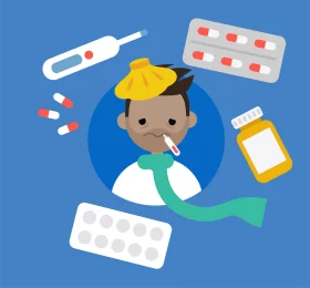 Child Patient Receiving Medical Care and Treatment Cartoon Clipart Illustration