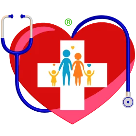 Compassionate Family Healthcare Wellness Clipart: Stethoscope Heart Symbol