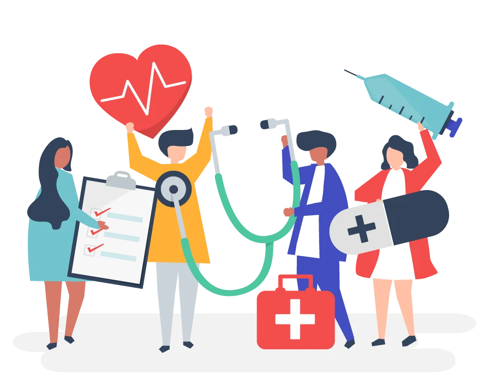 Healthcare Professionals Collaboration Illustrated Clipart Graphic Design