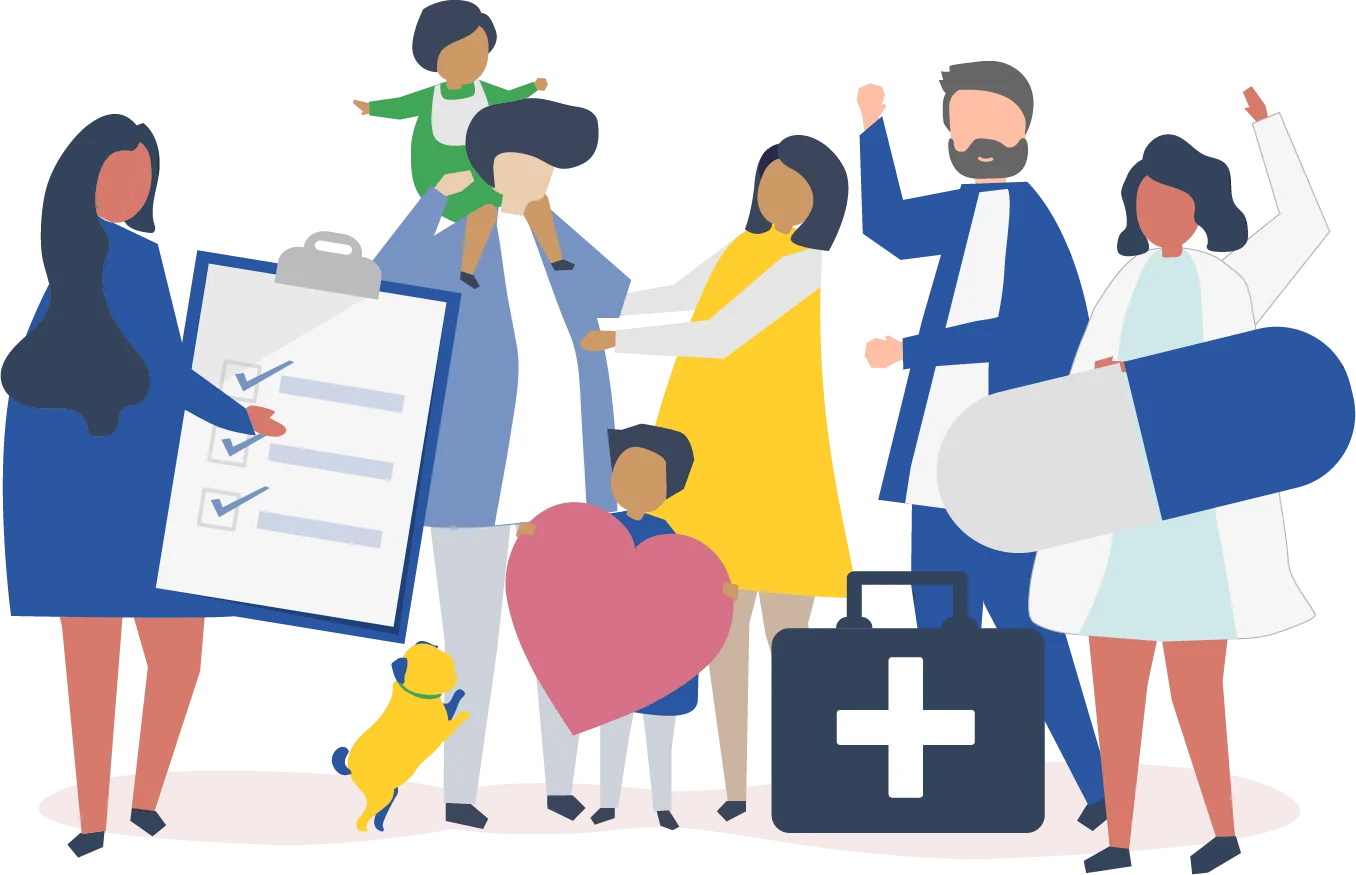 Healthcare Professionals Providing Comprehensive Medical Support Clipart Illustration