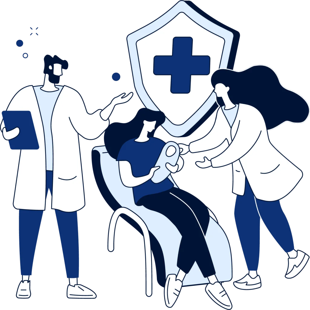 Healthcare Professionals Providing Medical Assistance and Support Clipart Illustration