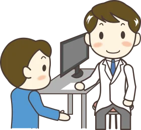 Professional Medical Consultation Clipart Illustration of Doctor and Patient