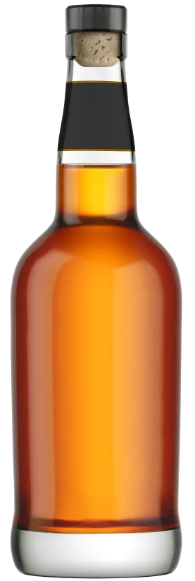 Classic Amber Whisky Bottle Clipart with Elegant Dark Cork and Sleek Design