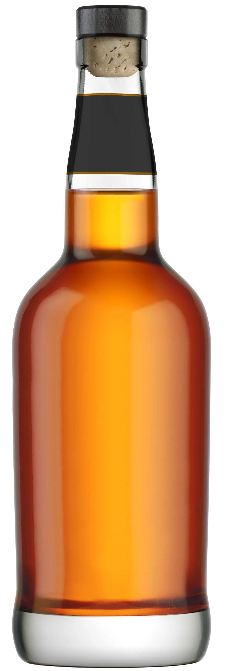 Classic Amber Whisky Bottle Clipart with Elegant Dark Cork and Sleek Design