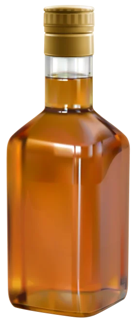 Elegant Amber Whisky Bottle Clipart with Golden Cap and Smooth Glass Design