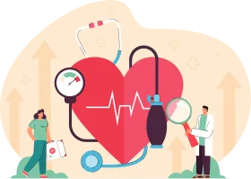Healthcare Professional Monitoring Heart Health with Medical Diagnostic Clipart