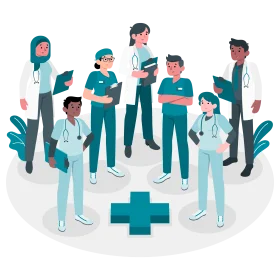 Healthcare Professionals Teamwork Illustration Medical Attention Clipart Design