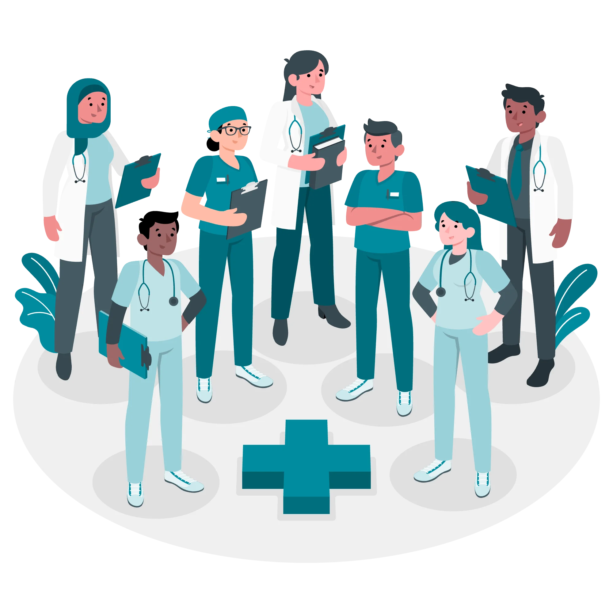Healthcare Professionals Teamwork Illustration Medical Attention Clipart Design