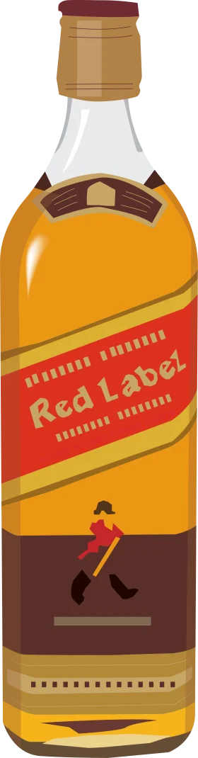 Iconic Johnnie Walker Red Label Whisky Bottle Minimalist Clipart Design
