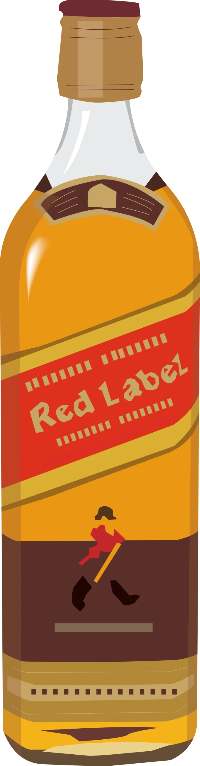 Iconic Johnnie Walker Red Label Whisky Bottle Minimalist Clipart Design