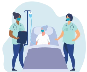 Medical Care Professional Team Providing Patient Support Clipart Illustration