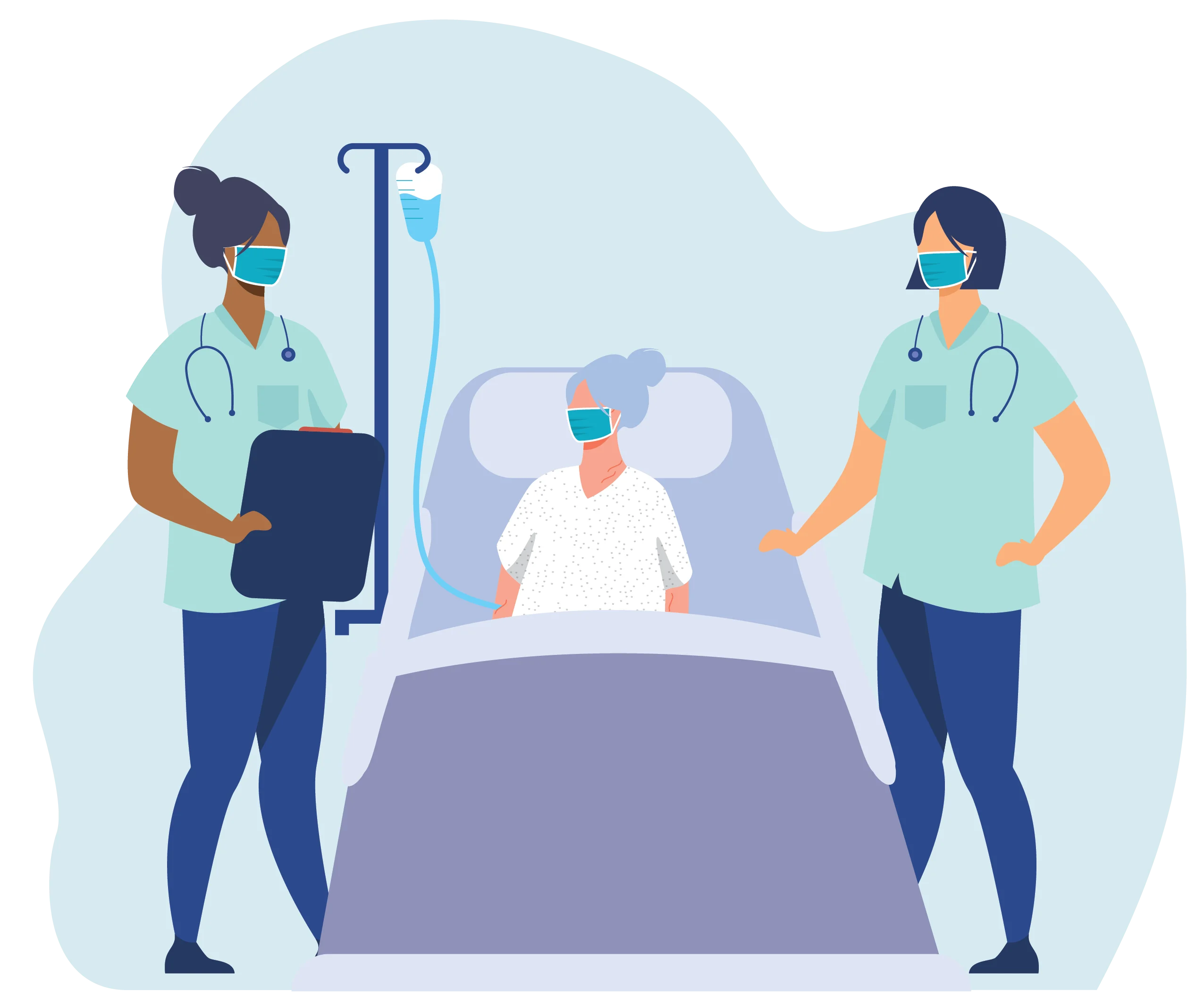 Medical Care Professional Team Providing Patient Support Clipart Illustration