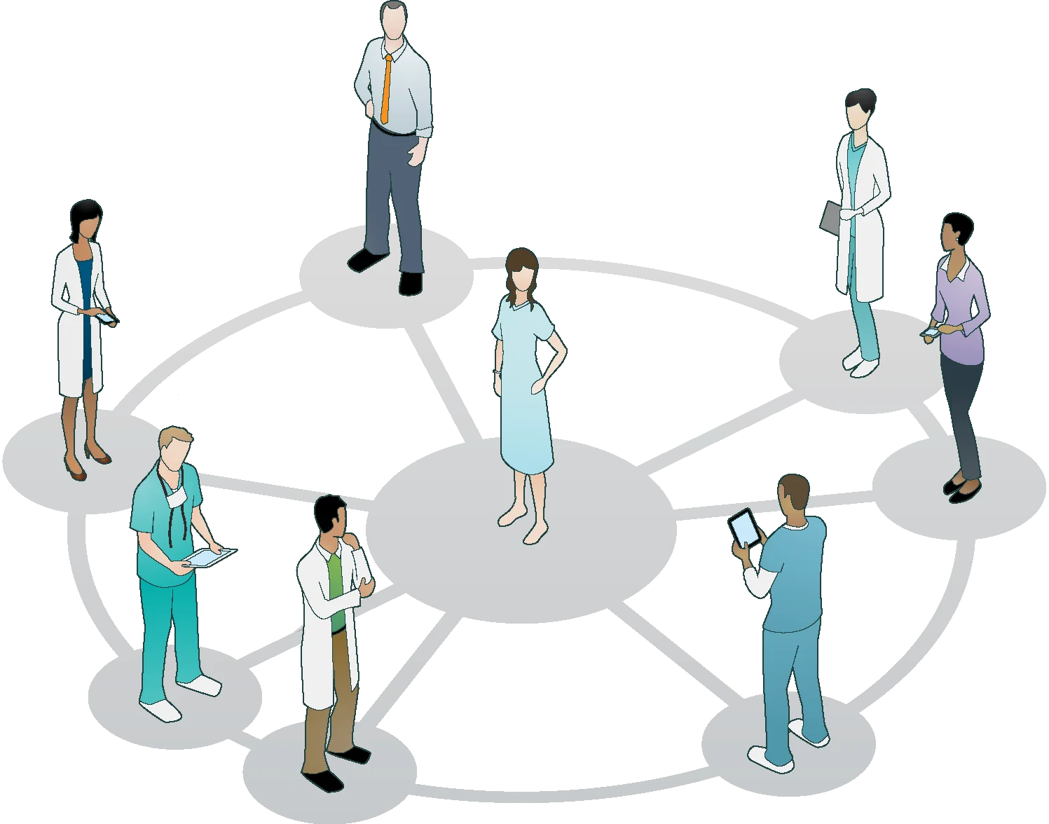 Medical Professionals Network Collaboration Clipart Illustration
