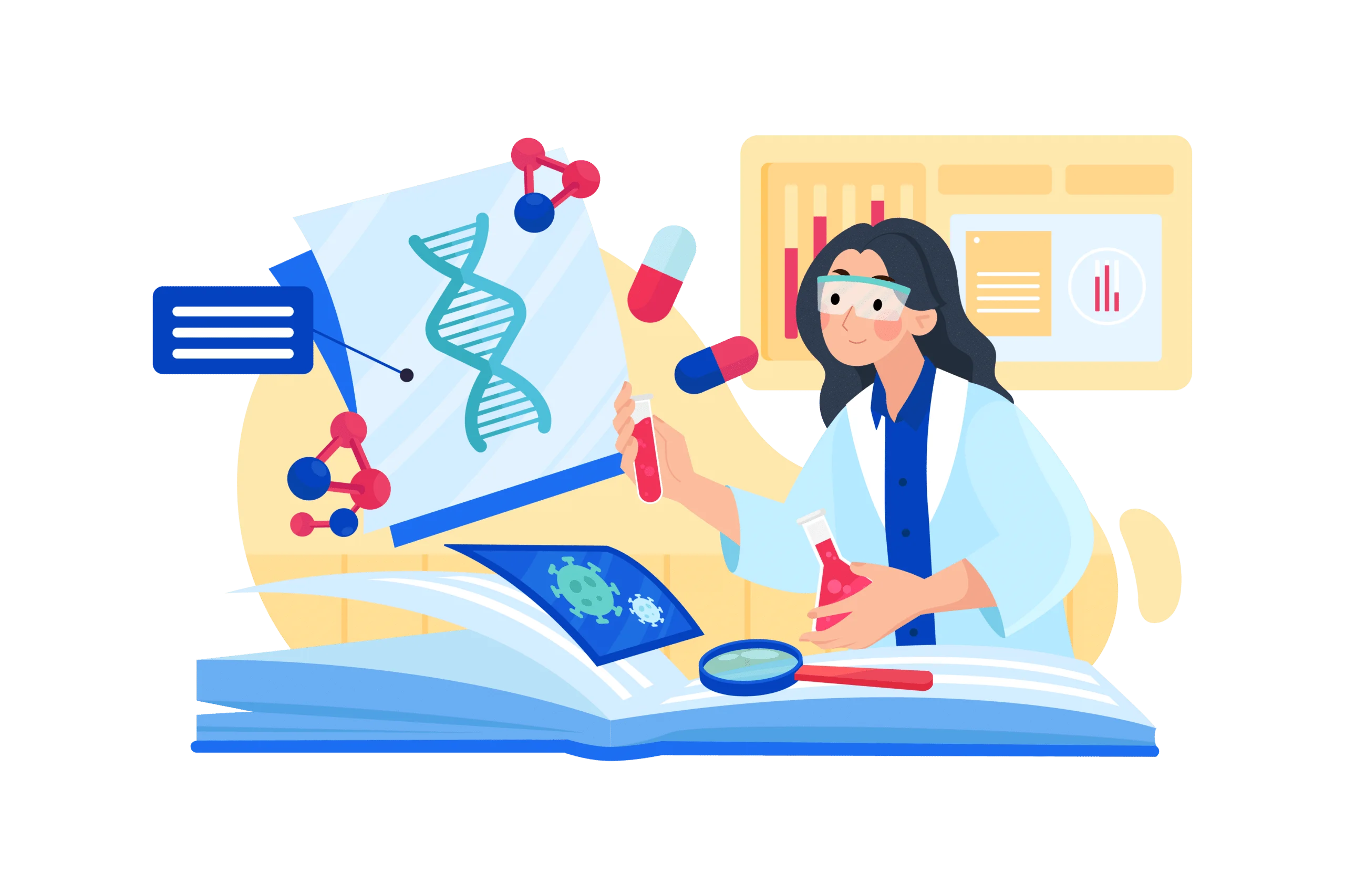 Medical Science Research Laboratory Exploration Clipart Illustration