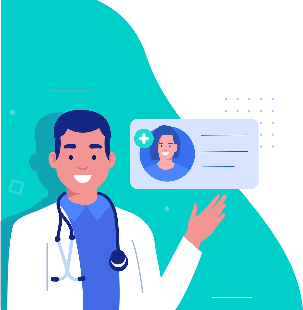 Professional Healthcare Provider Managing Patient Digital Consultation Clipart Illustration