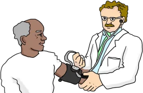 Professional Medical Checkup Clipart: Healthcare Provider Measuring Blood Pressure