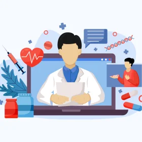 Telemedicine Professional Providing Remote Healthcare Services Clipart Illustration