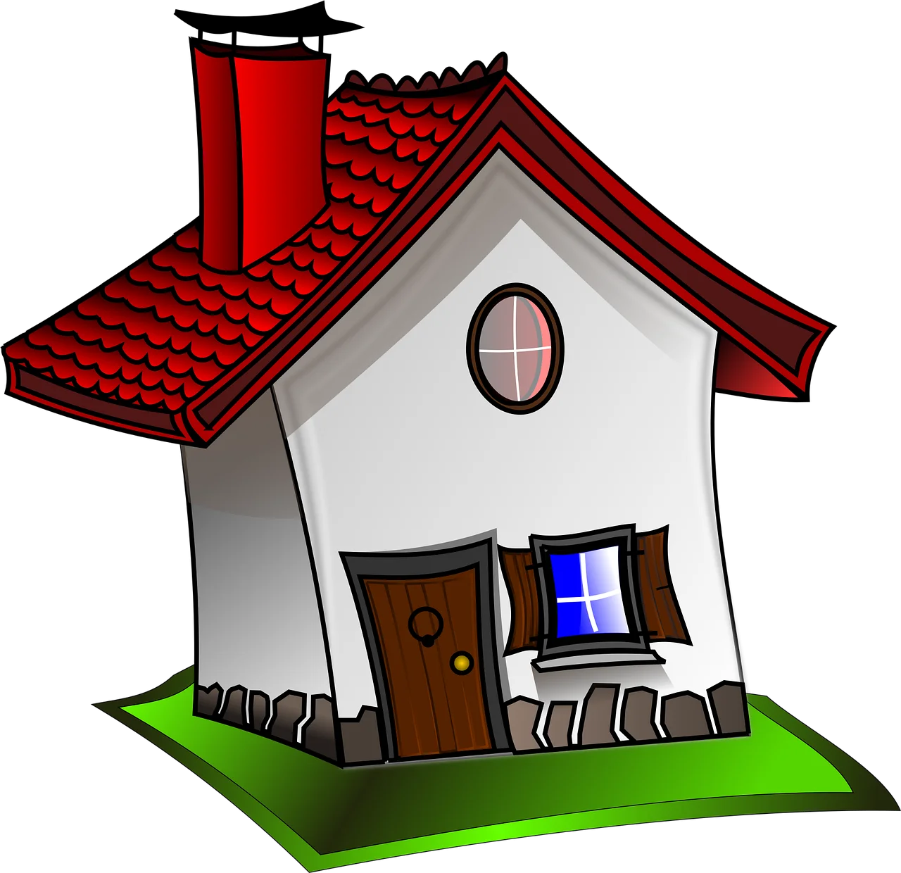 Charming Cartoon Home Clipart with Playful Architectural Design and Warm Colors