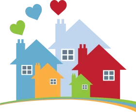 Charming Community Neighborhood Home Sweet Home Clipart Illustration
