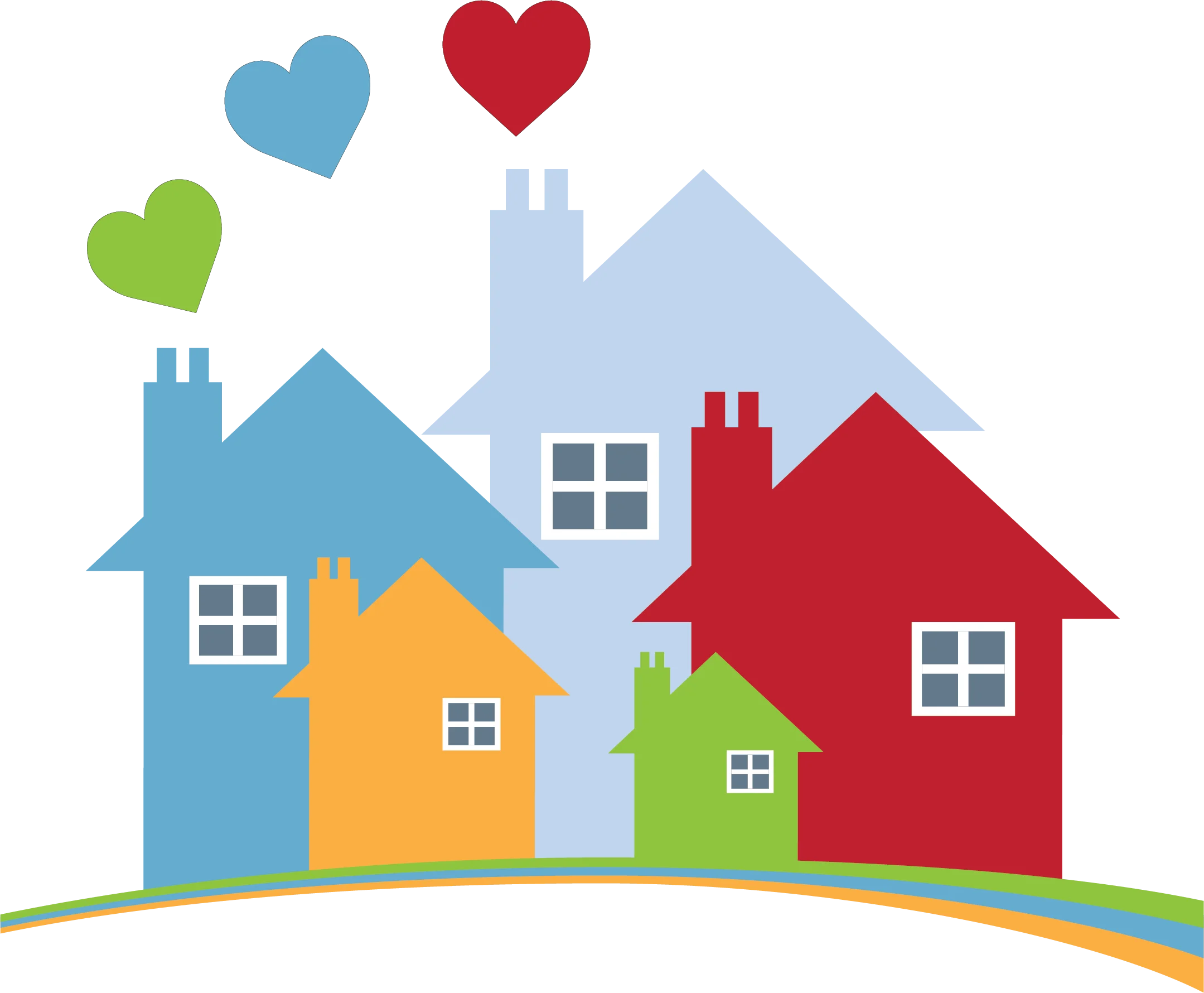 Charming Community Neighborhood Home Sweet Home Clipart Illustration