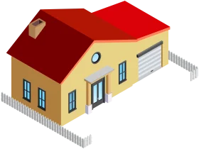 Charming Suburban Family Home Clipart with Picket Fence and Architectural Details