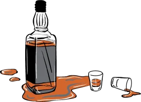 Classic Whiskey Bottle and Shot Glasses Artistic Beverage Clipart Design