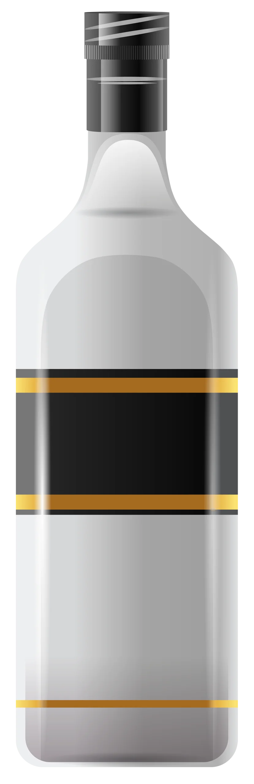 Classic Whisky Bottle Clipart Design with Elegant Black and Gold Accents