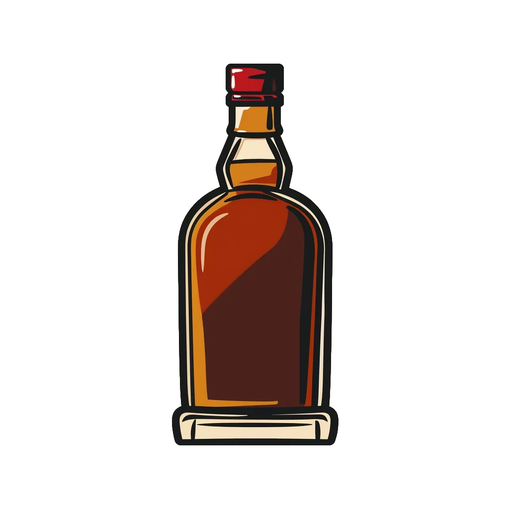 Classic Whisky Bottle Illustration Vintage Style Glossy Clipart Design
