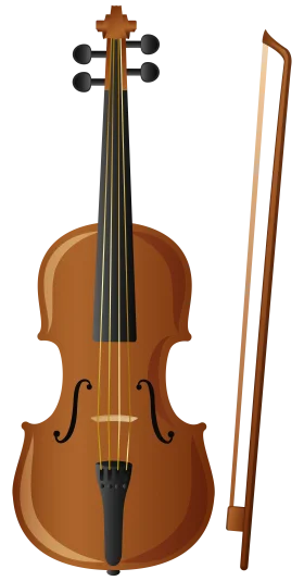 Classic Wooden Violin and Bow Clipart Illustration for Musical Design