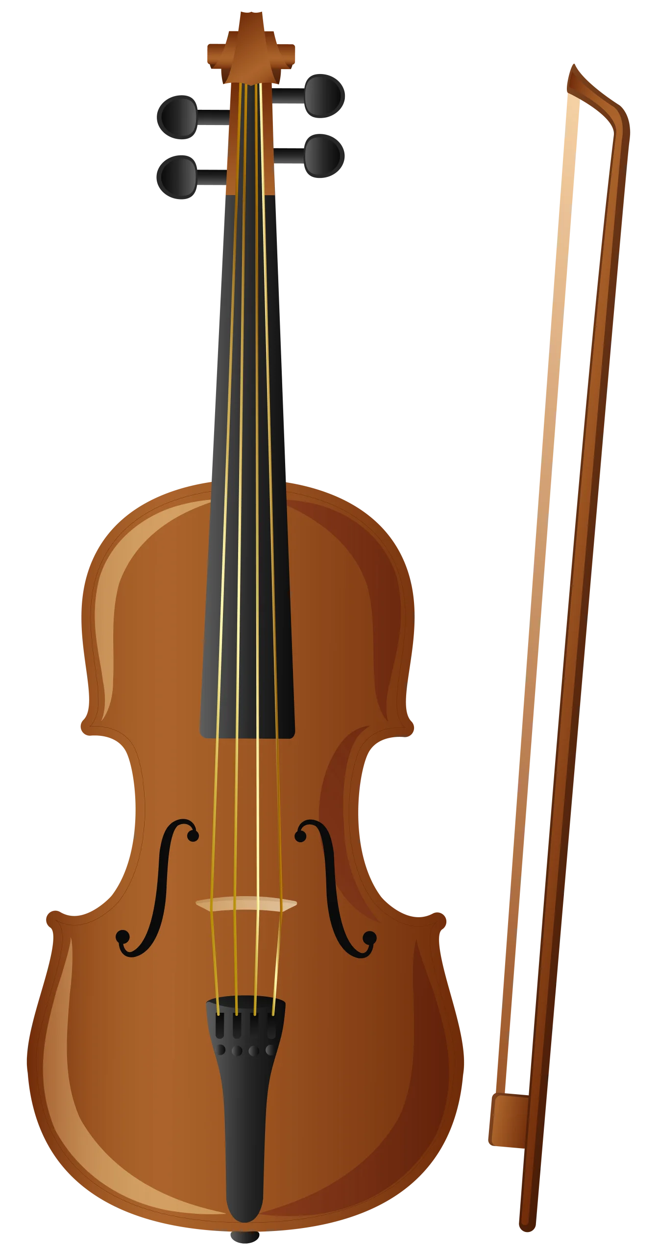 Classic Wooden Violin and Bow Clipart Illustration for Musical Design