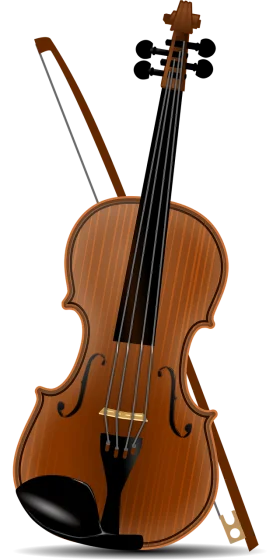 Classic Wooden Violin Clipart with Bow - Detailed Musical Instrument Illustration