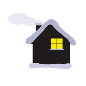 Cozy Winter Night Cabin Clipart: Warm Illuminated Window Against Snowy Landscape