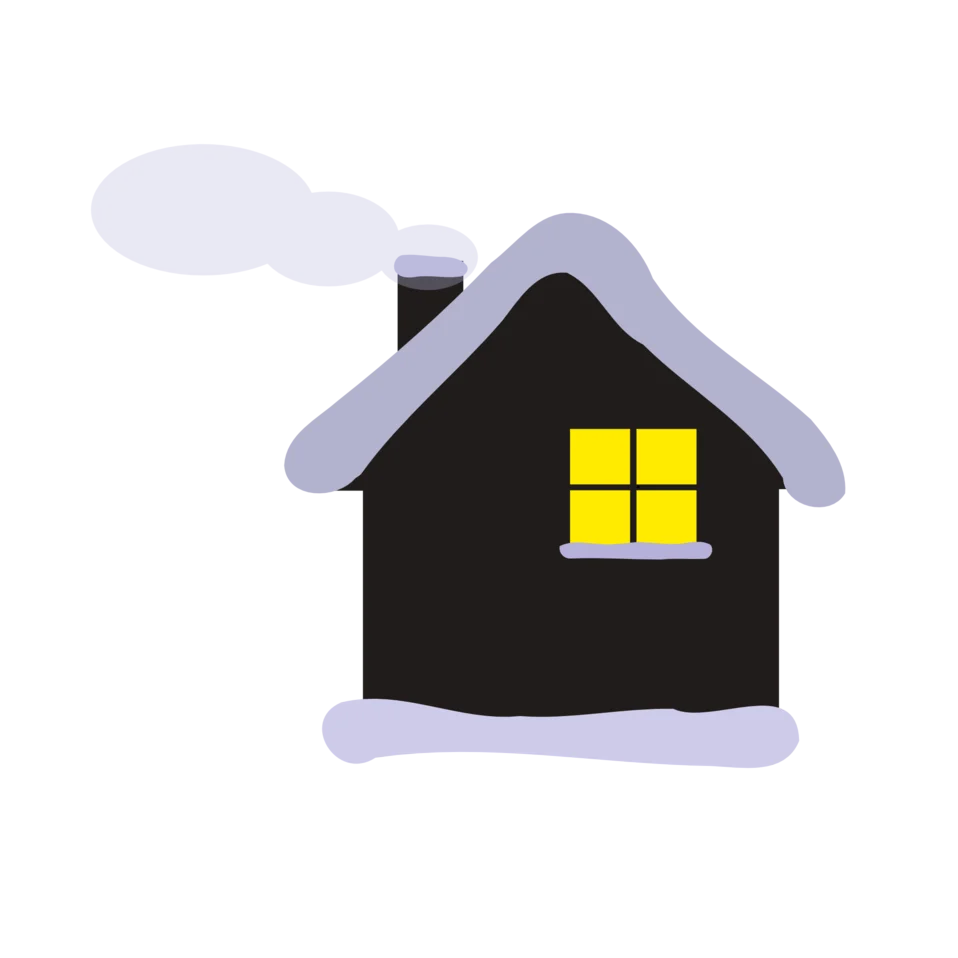 Cozy Winter Night Cabin Clipart: Warm Illuminated Window Against Snowy Landscape