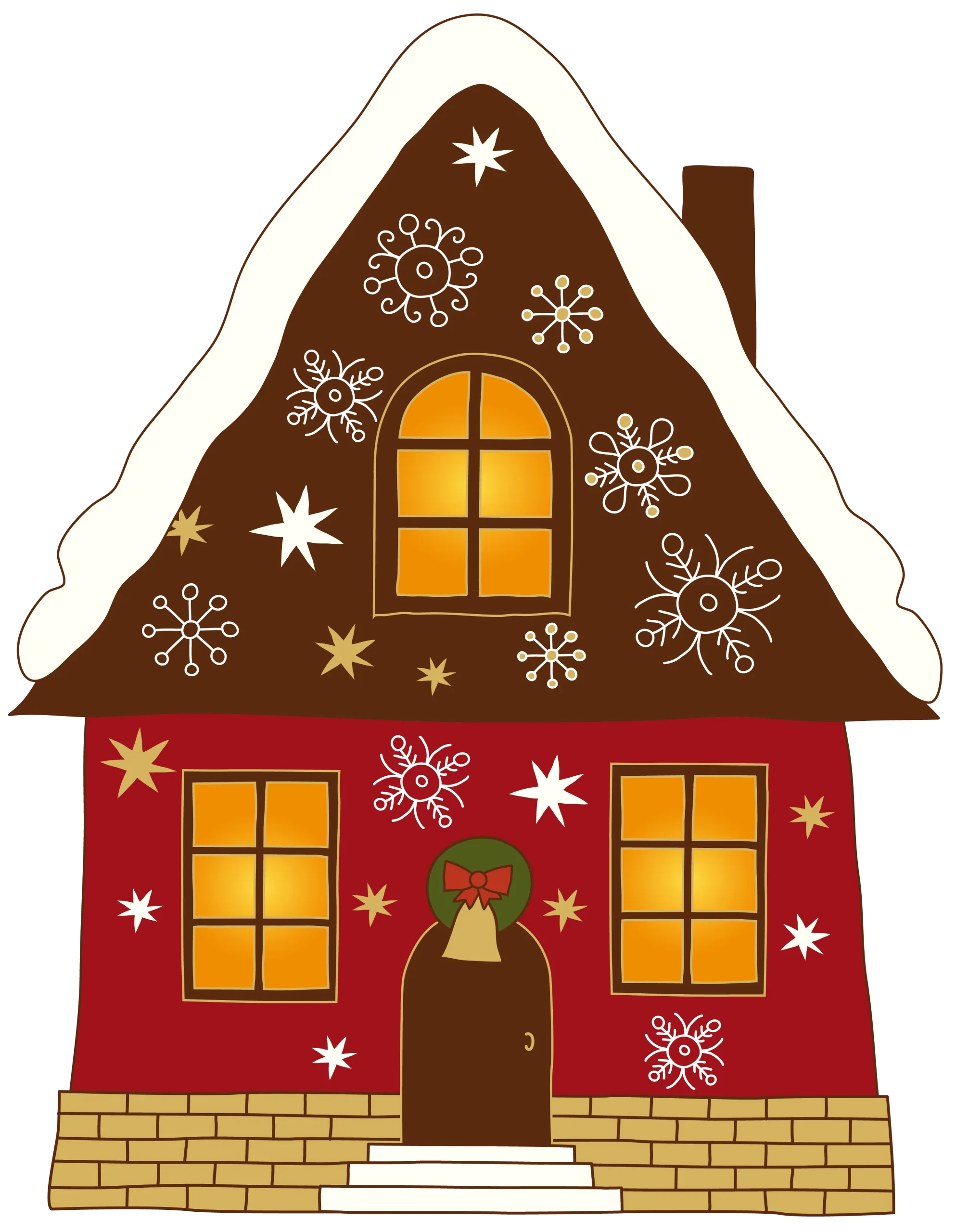 Cozy Winter Wonderland Cottage Clipart: Festive Holiday Home Illustration