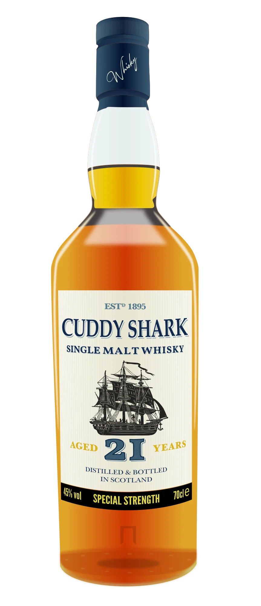 Cuddy Shark Vintage Single Malt Whisky Clipart: Nautical Heritage in a Bottle