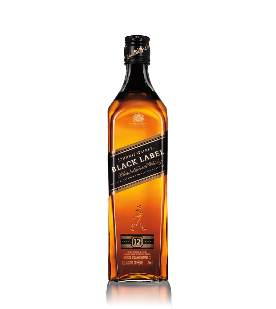 Elegant Johnnie Walker Black Label Whisky Bottle Clipart Design