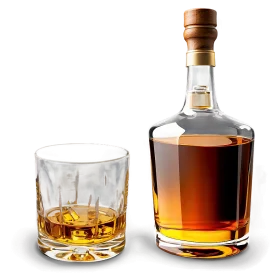 Elegant Whisky Bottle and Crystal Glass Clipart Showcasing Refined Spirits