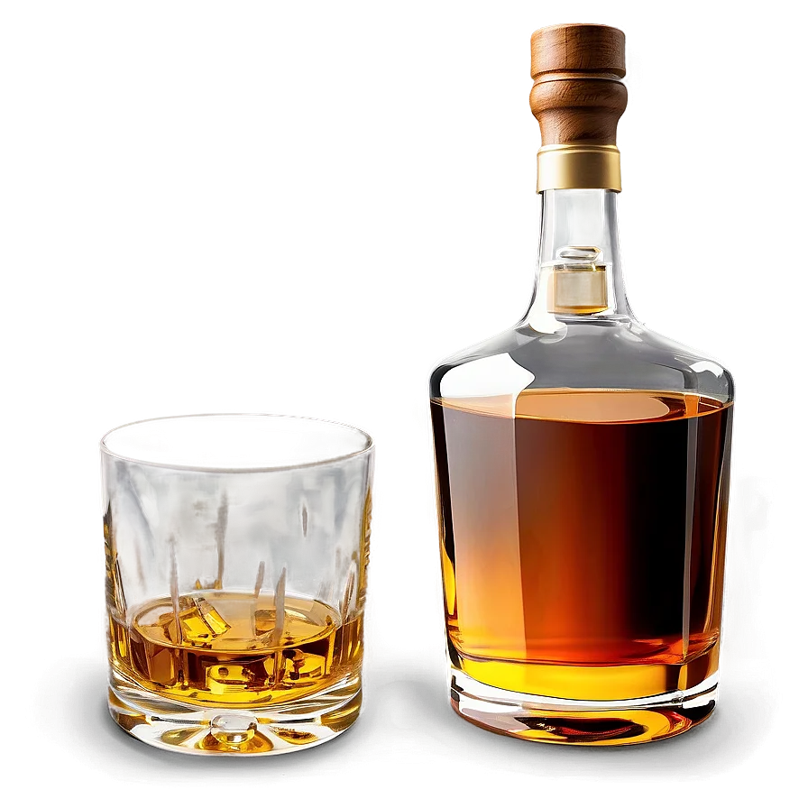 Elegant Whisky Bottle and Crystal Glass Clipart Showcasing Refined Spirits