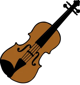 Elegant Wooden Violin Clipart Illustration with Warm Amber Tones