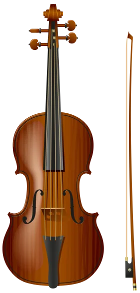 Elegant Wooden Violin Clipart with Bow - Classic Musical Instrument Illustration